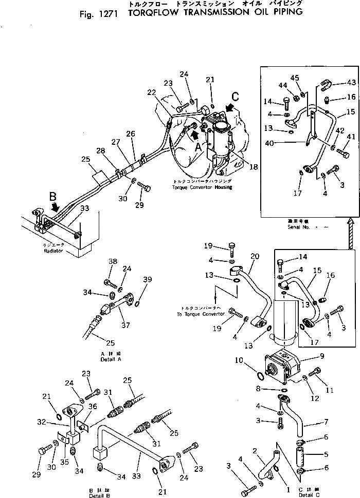 Схема запчастей Komatsu D53P-16 - ТОРКФЛОУ ТРАНСМИССИЯ МАСЛОПРОВОДЯЩАЯ ЛИНИЯ ГИДРОТРАНСФОРМАТОР И ТРАНСМИССИЯ