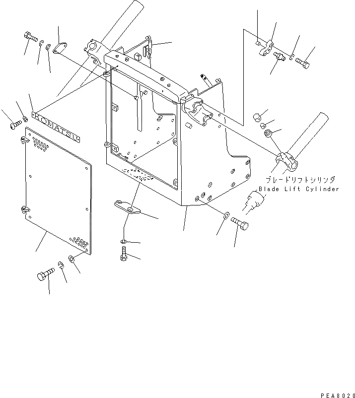 Схема запчастей Komatsu D53P-17 - ЗАЩИТА РАДИАТОРА AND ЦИЛИНДР СУППОРТ (СПЕЦ-Я TBG) ЧАСТИ КОРПУСА