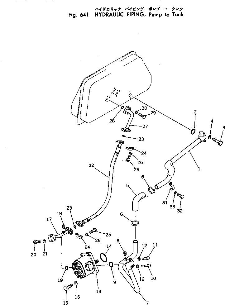 Схема запчастей Komatsu D53P-17 - ГИДРОЛИНИЯ (НАСОС - БАК) ГИДРАВЛИКА