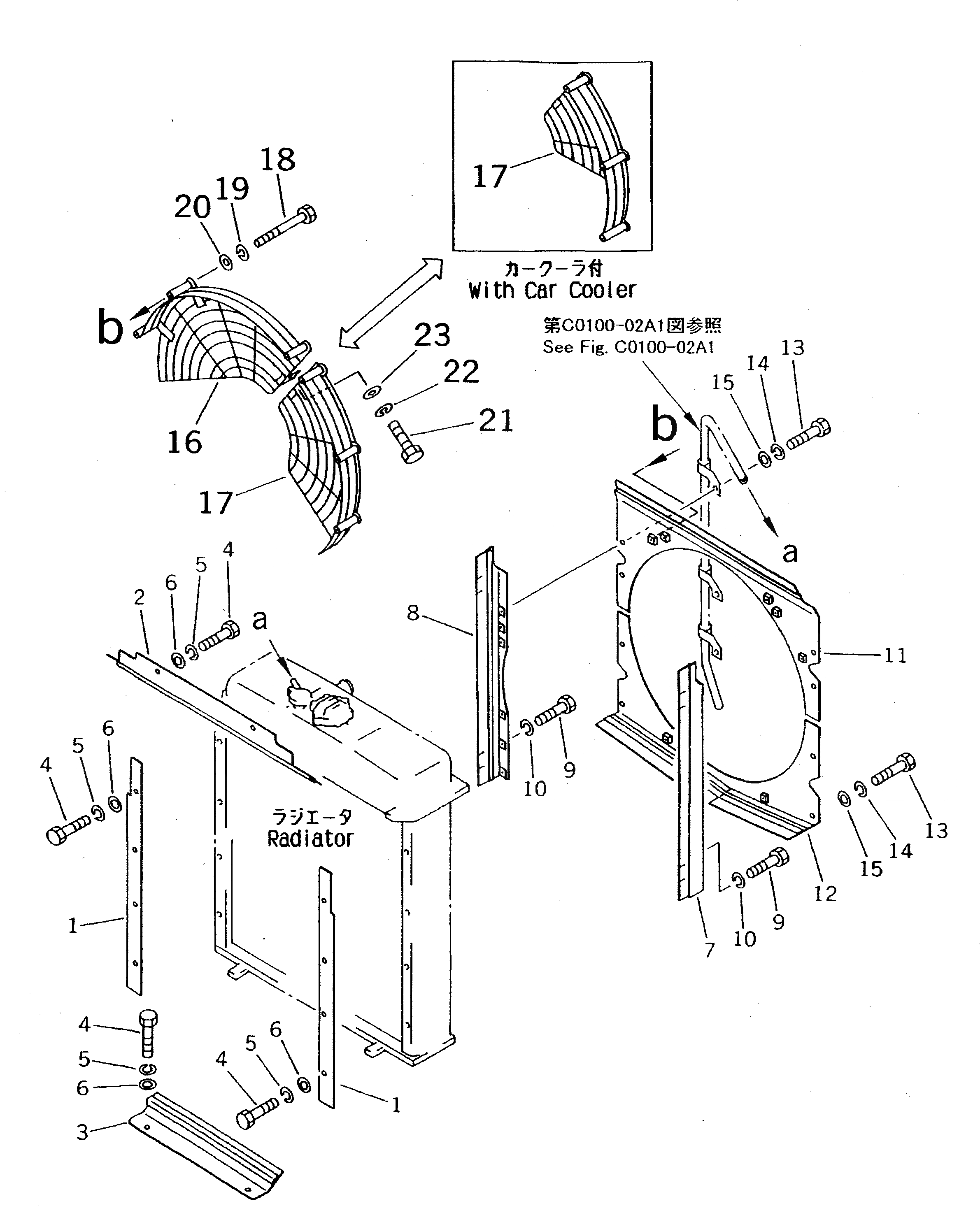 Схема запчастей Komatsu D53P-18 - РАДИАТОР COVER(№87-) СИСТЕМА ОХЛАЖДЕНИЯ