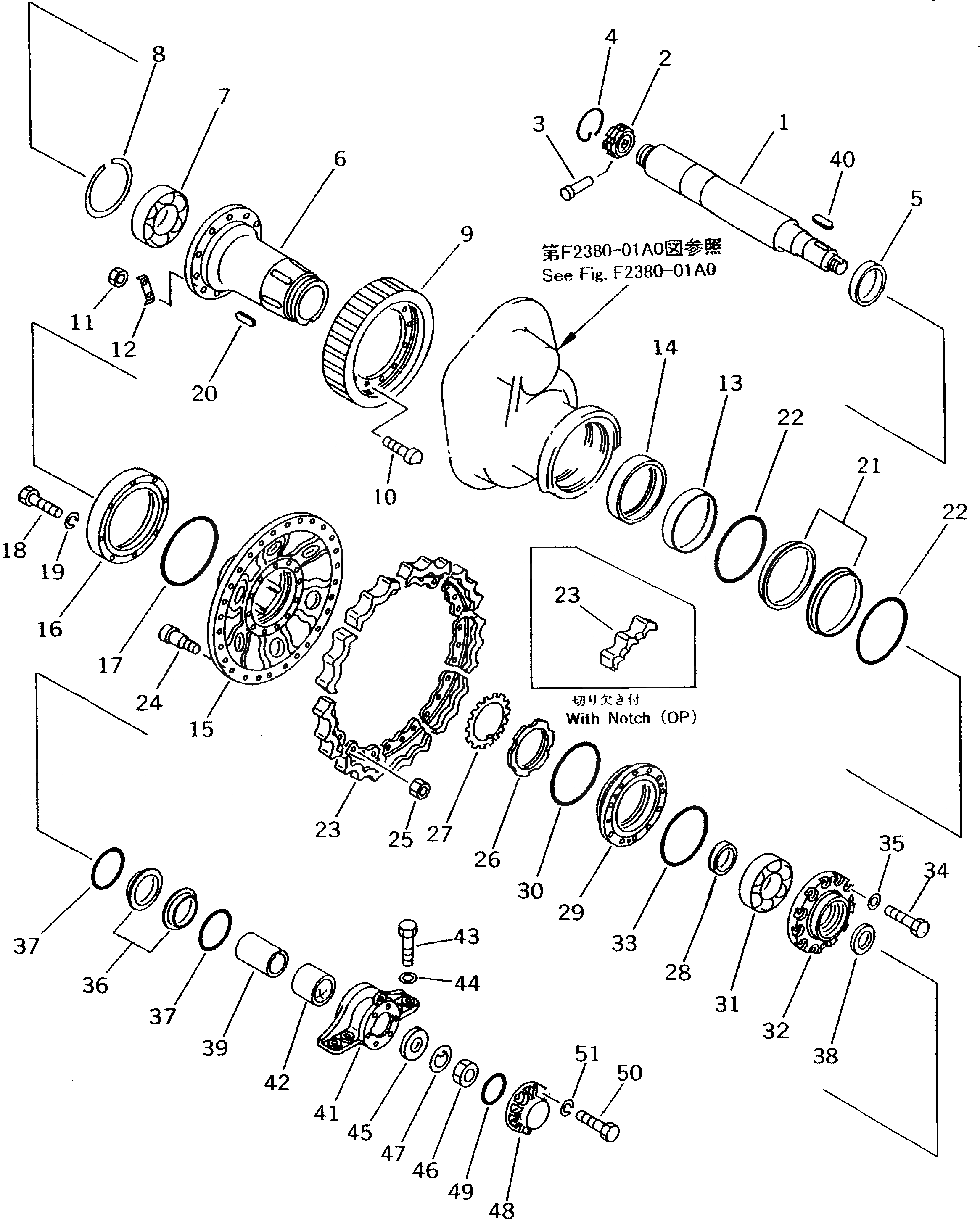 Схема запчастей Komatsu D53P-18 - ЗВЕЗДОЧКА И ВАЛ СИЛОВАЯ ПЕРЕДАЧА И КОНЕЧНАЯ ПЕРЕДАЧА