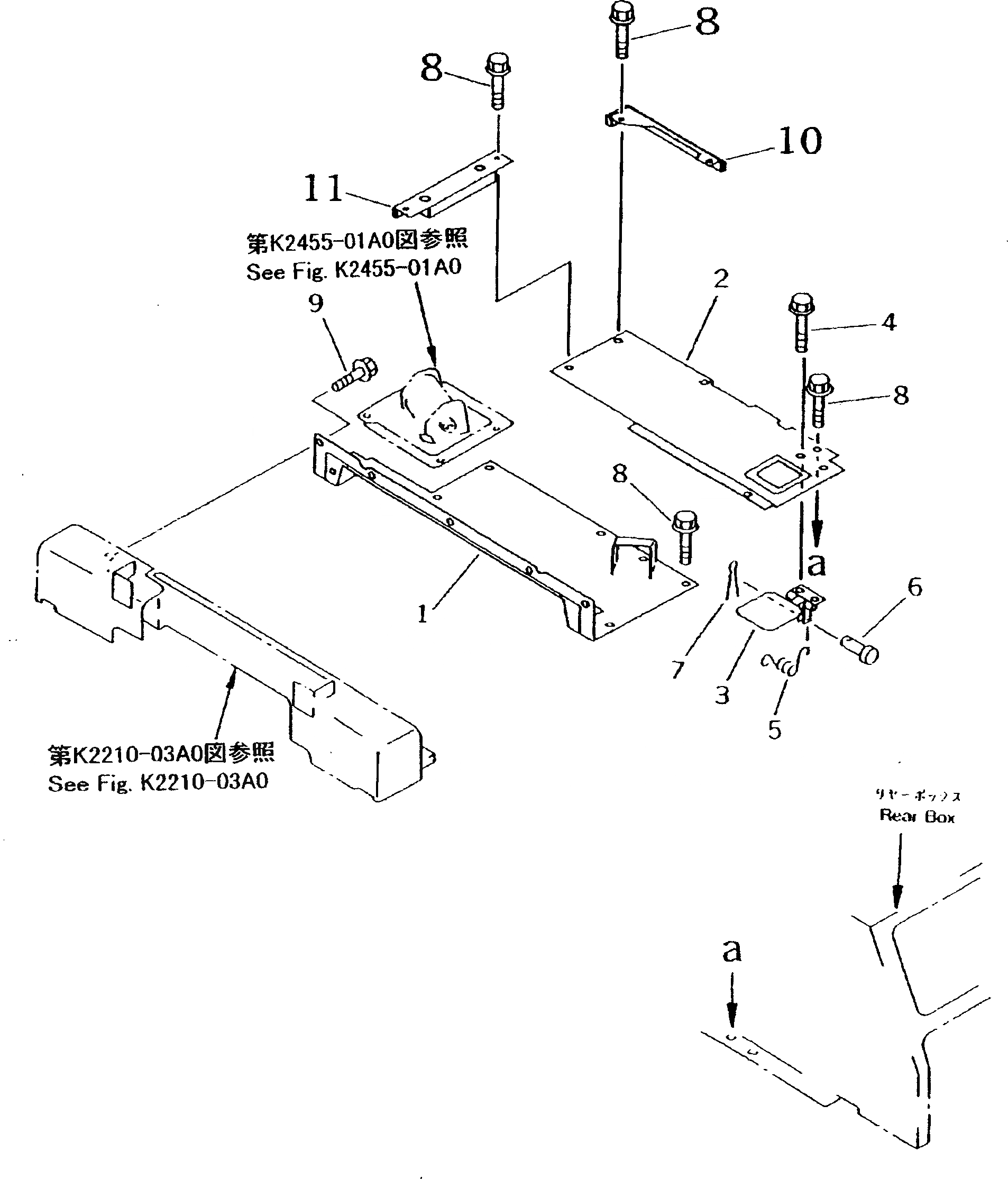 Схема запчастей Komatsu D53P-18 - ПОЛ КАБИНЫ (С СТАЛЬНАЯ КАБИНА)(№8-) КАБИНА ОПЕРАТОРА И СИСТЕМА УПРАВЛЕНИЯ