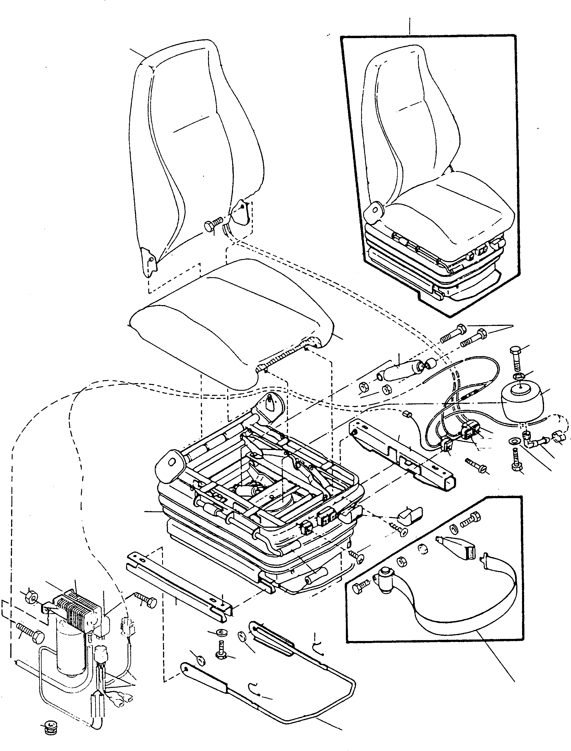 Схема запчастей Komatsu D540E - ПРИВОДRS СИДЕНЬЕ, С ВОЗД. ПОДВЕСКА ПРИВОДRS СИДЕНЬЕ, ATTACHING ЧАСТИ