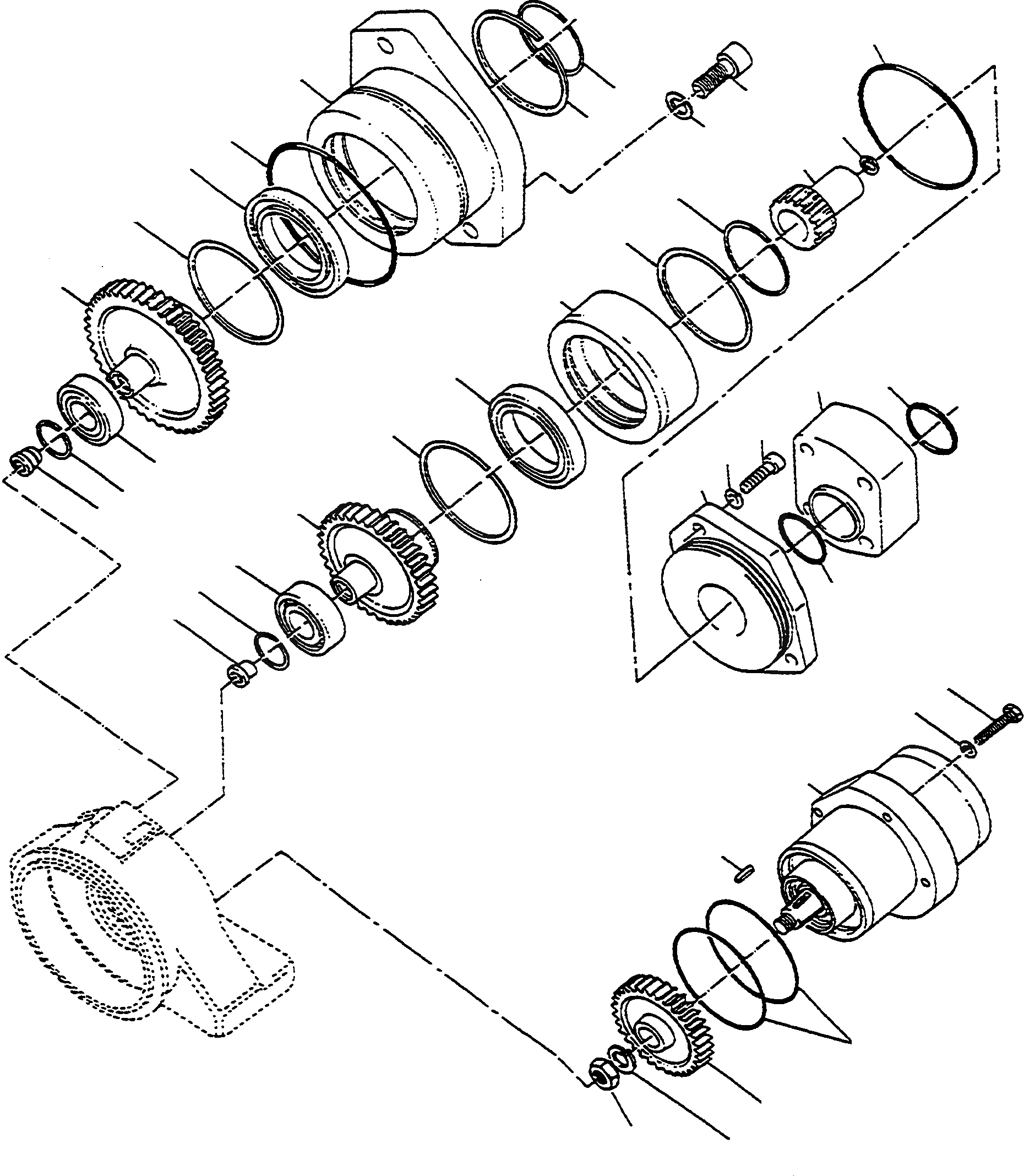 Схема запчастей Komatsu D570E - ГИДР. НАСОС. ПРИВОД ТРАНСМИССИЯ И ЗАДН. МОСТ