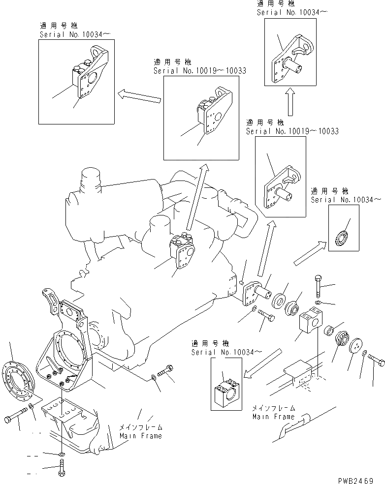 Схема запчастей Komatsu D575A-2 - КРЕПЛЕНИЕ ДВИГАТЕЛЯ (SUPER DOZER)(№-) КОМПОНЕНТЫ ДВИГАТЕЛЯ