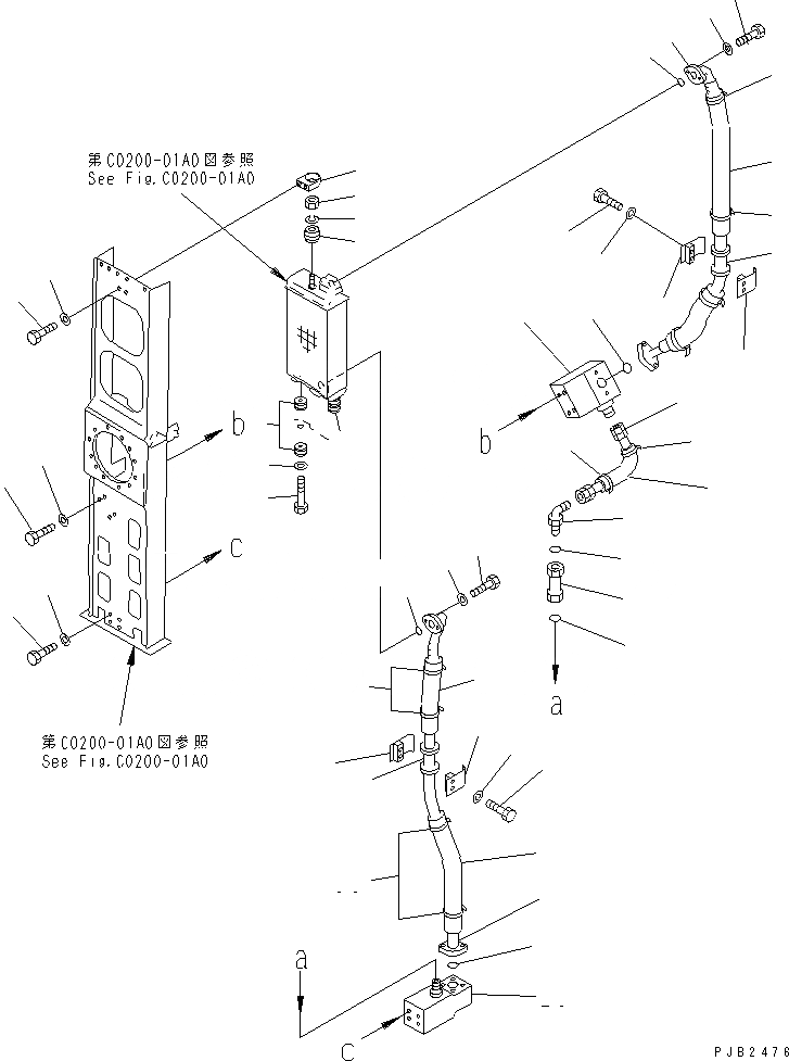 Схема запчастей Komatsu D575A-2 - ВЕНТИЛЯТОР ОХЛАЖДЕНИЯ ПРИВОД МОТОР И ТРУБЫ (SUPER DOZER)(№-) СИСТЕМА ОХЛАЖДЕНИЯ