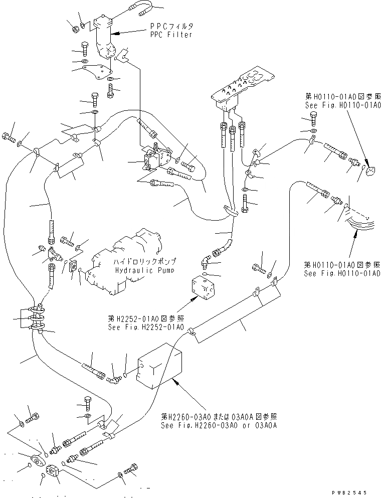 Схема запчастей Komatsu D575A-2 - P.P.C. ТРУБЫ (/) (SUPER DOZER)(№-) ГИДРАВЛИКА