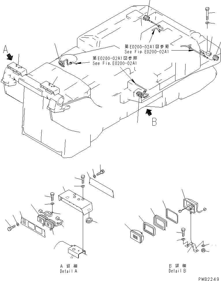 Схема запчастей Komatsu D575A-2 - ЭЛЕКТРИКА (SUPER DOZER)(№-) ЧАСТИ КОРПУСА