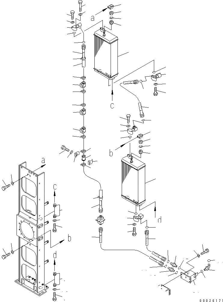 Схема запчастей Komatsu D575A-3 - ВЕНТИЛЯТОР ОХЛАЖДЕНИЯ ПРИВОД МОТОР И ТРУБЫ СИСТЕМА ОХЛАЖДЕНИЯ