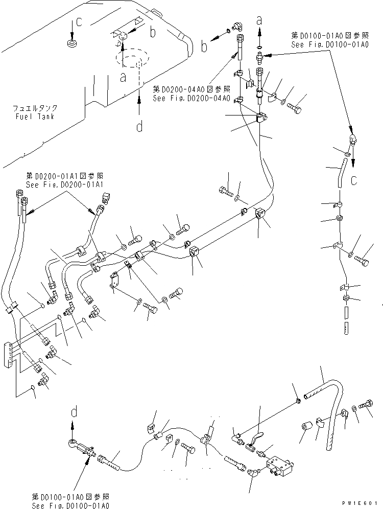 Схема запчастей Komatsu D575A-3 - ВОЗВРАТ ТОПЛИВА ТРУБЫ (С РЫХЛИТЕЛЕМ)(№-) ТОПЛИВН. БАК. AND КОМПОНЕНТЫ