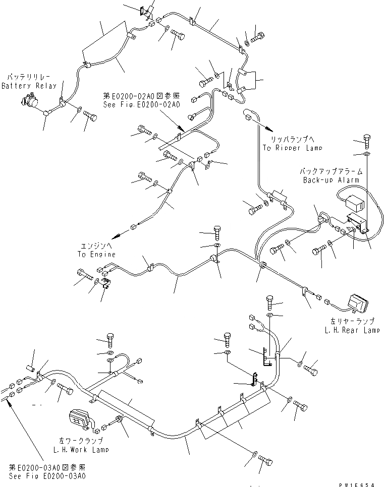 Схема запчастей Komatsu D575A-3 - ЗАДН. ОСВЕЩЕНИЕ ПРОВОДКА (ЛЕВ.) (С РЫХЛИТЕЛЕМ)(№-) ЭЛЕКТРИКА