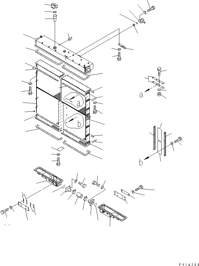 Схема запчастей Komatsu D575A-2 - РАДИАТОР И РЕЗЕРВН. БАК(№-) СИСТЕМА ОХЛАЖДЕНИЯ