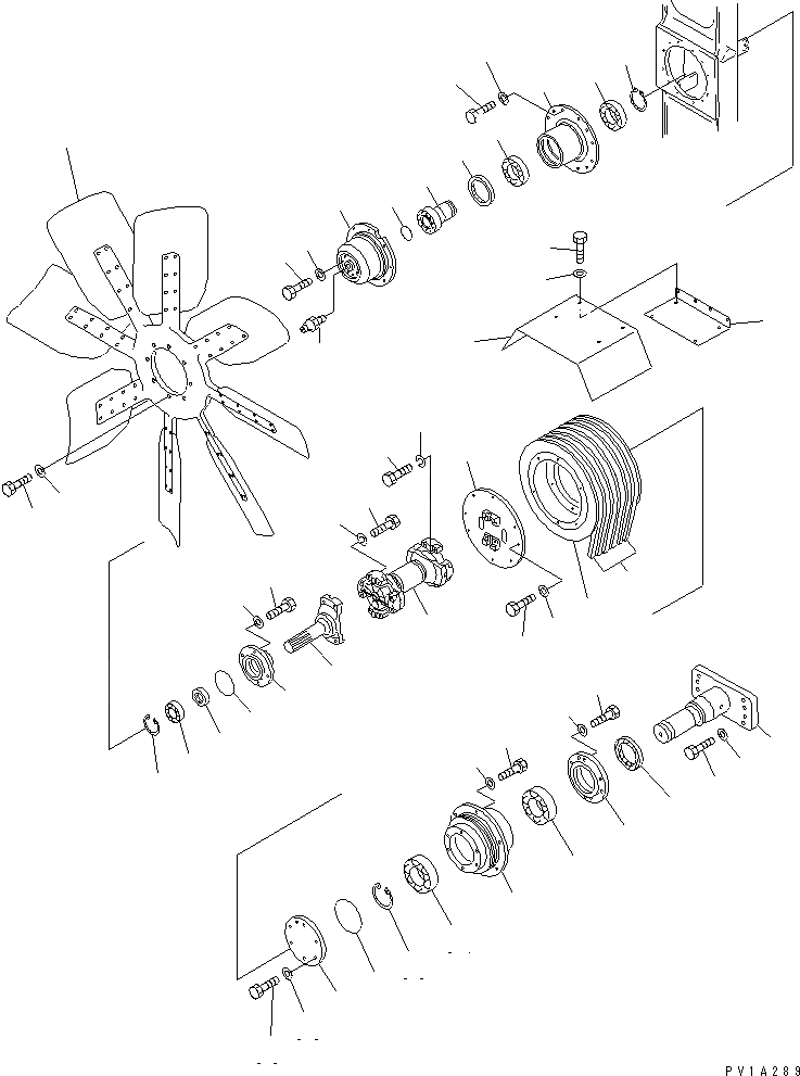 Схема запчастей Komatsu D575A-2 - ВЕНТИЛЯТОР ОХЛАЖДЕНИЯ ПРИВОД(№-) СИСТЕМА ОХЛАЖДЕНИЯ