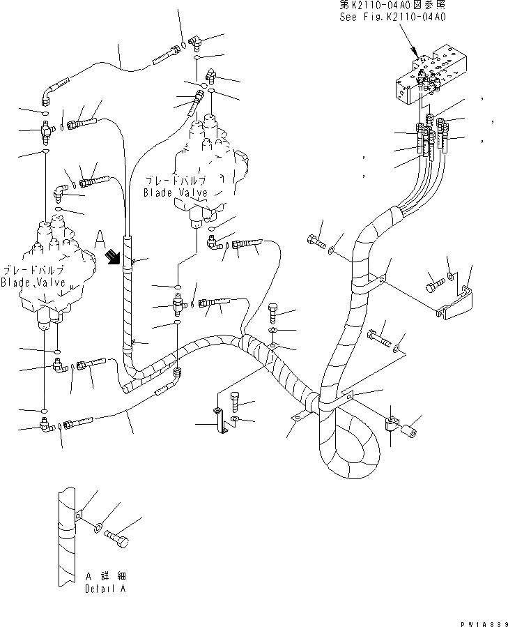 Схема запчастей Komatsu D575A-2 - P.P.C.ТРУБЫ (ОТВАЛ ЛИНИЯ)(№-) ГИДРАВЛИКА