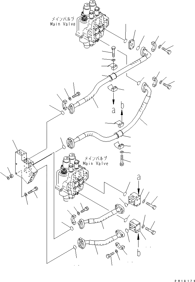 Схема запчастей Komatsu D575A-3 - ГИДРОЛИНИЯ (ПОДЪЕМ. ОТВАЛА ТРУБЫ) (/) ГИДРАВЛИКА