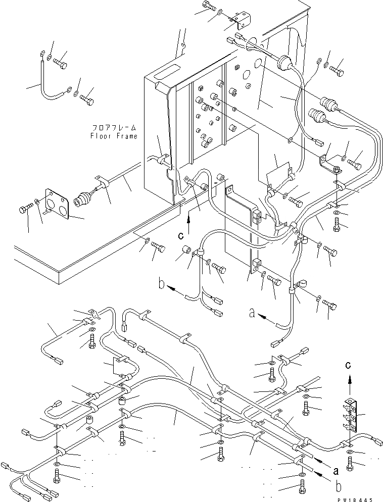 Схема запчастей Komatsu D575A-3 - ПРОВОДКА (НИЖН. ПОЛ) КАБИНА ОПЕРАТОРА И СИСТЕМА УПРАВЛЕНИЯ