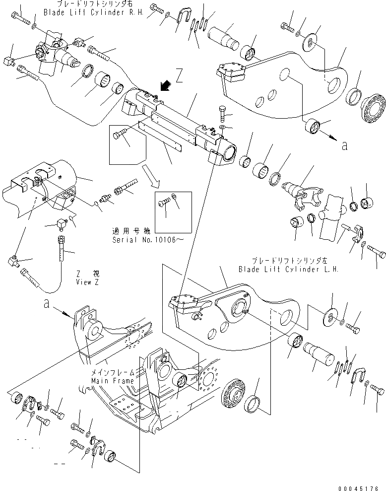 Схема запчастей Komatsu D575A-3 - ЦИЛИНДР ПОДЪЕМА ОТВАЛА ВИЛКА ЧАСТИ КОРПУСА