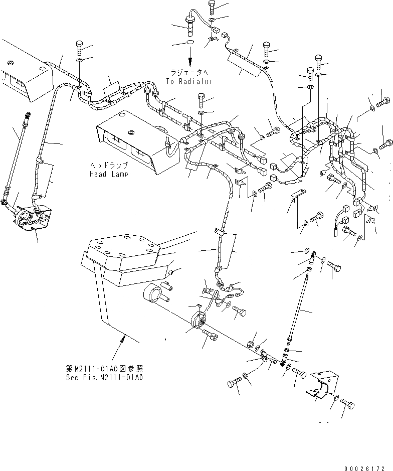Схема запчастей Komatsu D575A-3 - ГОЛОВНОЕ ОСВЕЩЕНИЕ ПРОВОДКА ЧАСТИ КОРПУСА