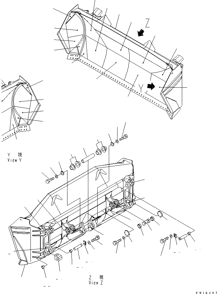 Схема запчастей Komatsu D575A-3 - ПРЯМ. ОТВАЛ ОТВАЛ (УСИЛЕНН.) (/) РАБОЧЕЕ ОБОРУДОВАНИЕ