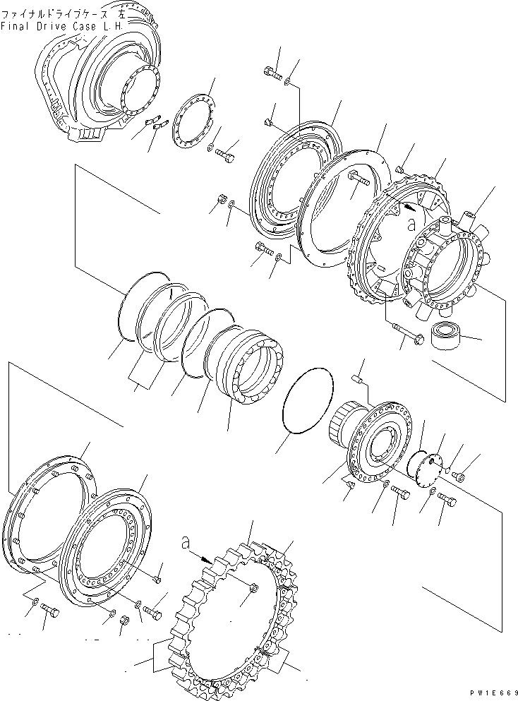 Схема запчастей Komatsu D575A-3-M - КОНЕЧНАЯ ПЕРЕДАЧА (/) (ЛЕВ.) (С РЫХЛИТЕЛЕМ)(№-) ГТР CONVERTOR¤ ТРАНСМИССИЯ¤ РУЛЕВ. УПРАВЛЕНИЕ И КОНЕЧНАЯ ПЕРЕДАЧА