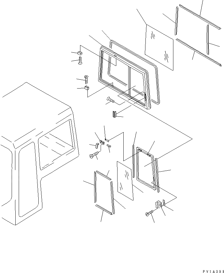 Схема запчастей Komatsu D575A-3-M - СТАЛЬНАЯ КАБИНА (/) (ЗАДН. ОКНА) КАБИНА ОПЕРАТОРА И СИСТЕМА УПРАВЛЕНИЯ