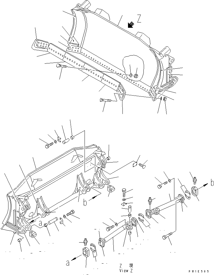 Схема запчастей Komatsu D575A-3-M - ПРЯМ. ОТВАЛ ПОЛУСФЕРИЧ. ОТВАЛ(№-) РАБОЧЕЕ ОБОРУДОВАНИЕ