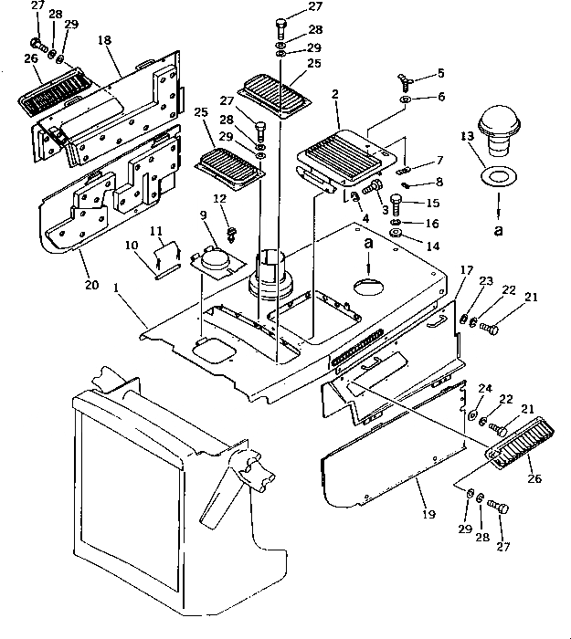 Схема запчастей Komatsu D58E-1A - КАПОТ И БОКОВ. КРЫШКА (СПЕЦ-Я TBG)(№8888-87) ЧАСТИ КОРПУСА