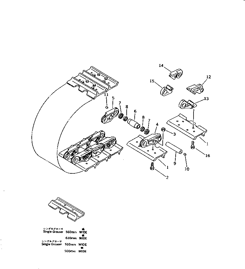 Схема запчастей Komatsu D58E-1A - ГУСЕНИЦЫ (СМАЗЫВ. ТИПА) (ОДИНОЧН. ГРУНТОЗАЦЕП) ХОДОВАЯ