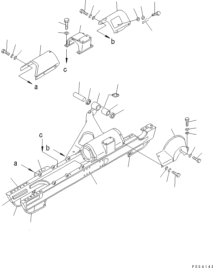 Схема запчастей Komatsu D58E-1A - ГУСЕНИЧНАЯ РАМА (ДЛЯ 7-РОЛИК ГУСЕНИЧНАЯ РАМА)(№8888-8) ХОДОВАЯ