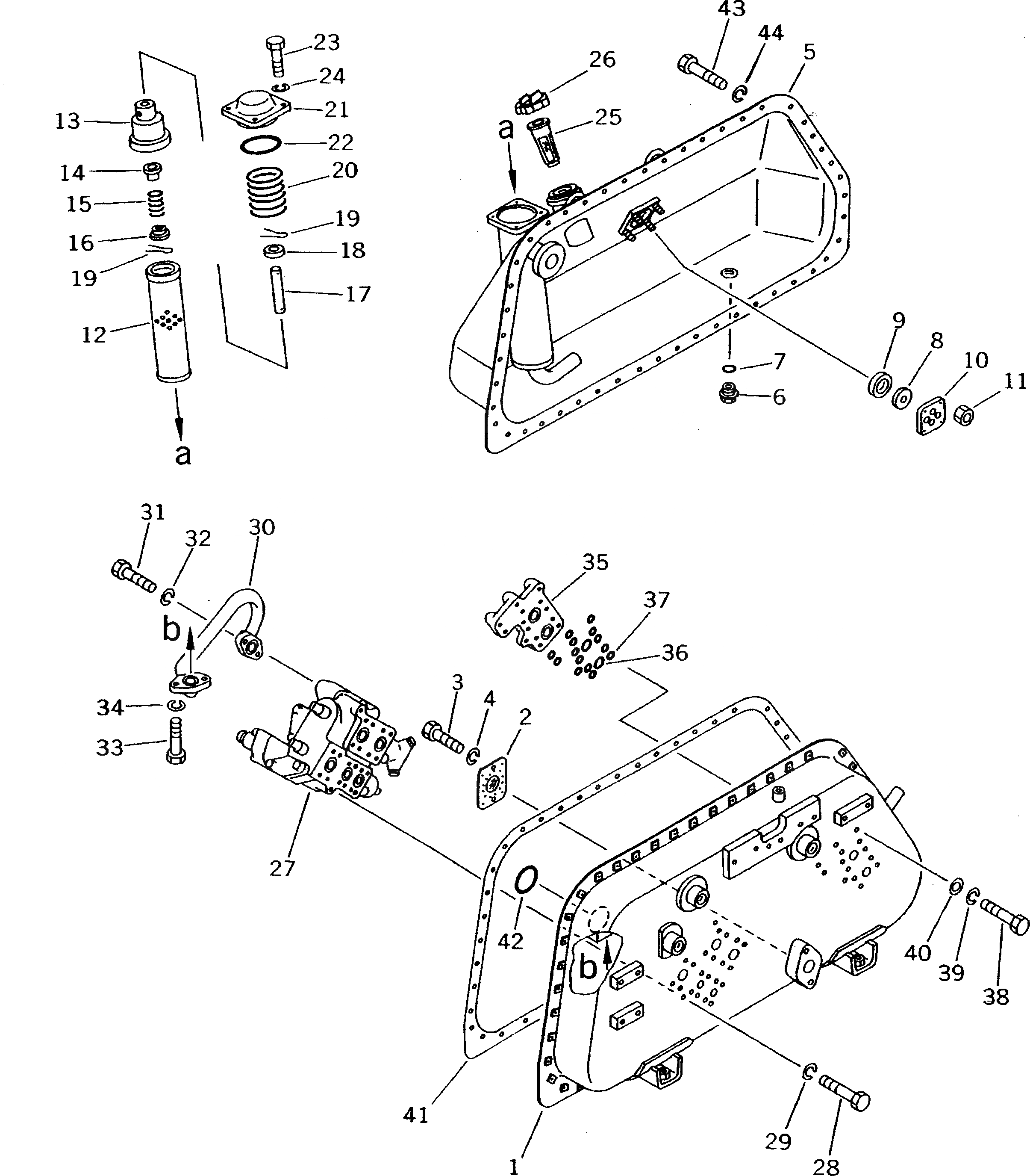 Схема запчастей Komatsu D58E-1A - ГИДР. БАК. AND КЛАПАН (/) (ДЛЯ ПРЯМОГО ОТВАЛА) (ДЛЯ МЕХАНИЧ. ANGLE НАКЛОНЯЕМ. DOZER) ОСНОВН. КОМПОНЕНТЫ И РЕМКОМПЛЕКТЫ