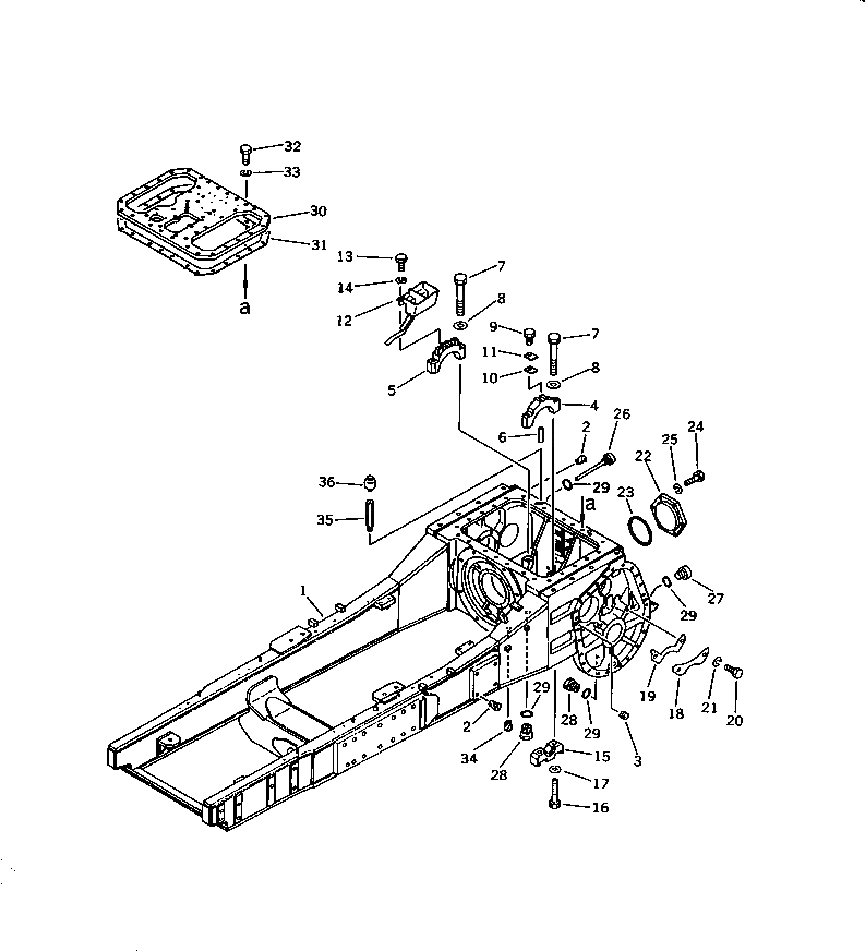 Схема запчастей Komatsu D58E-1B - КОРПУС БЛОКА УПРАВЛЕНИЯ ПОВОРОТОМ И ОСНОВНАЯ РАМА(№88-) ОСНОВН. РАМА И КОМПОНЕНТЫ