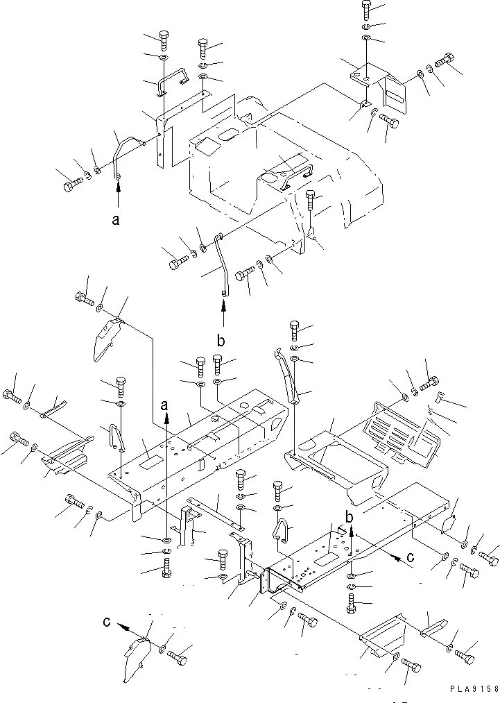 Схема запчастей Komatsu D58E-1B - КРЫЛО И REAE КРЫШКА(MONO РЫЧАГ УПРАВЛ-Е СПЕЦ-Я.)(№87-) ЧАСТИ КОРПУСА