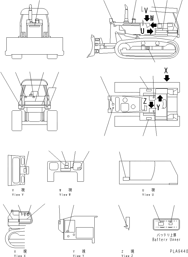 Схема запчастей Komatsu D58E-1B - МАРКИРОВКА (АНГЛ.) (MONO РЫЧАГ УПРАВЛ-Е СПЕЦ-Я.)(ДЛЯ США)(№87-) МАРКИРОВКА