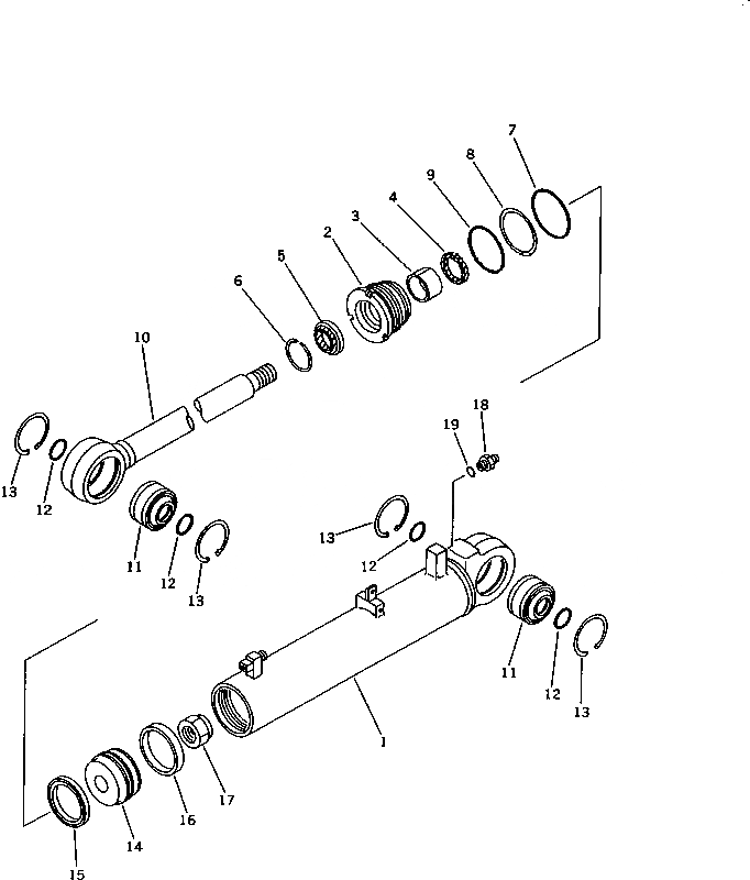 Схема запчастей Komatsu D58E-1B - ОТВАЛ ЦИЛИНДР НАКЛОНА(№88-) ОСНОВН. КОМПОНЕНТЫ И РЕМКОМПЛЕКТЫ