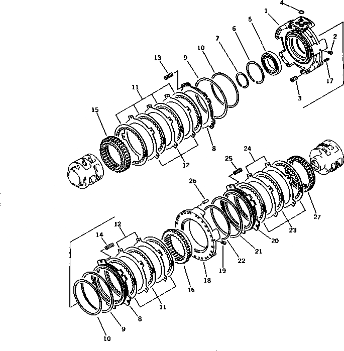 Схема запчастей Komatsu D58E-1 - ТРАНСМИССИЯ (РЕВЕРС¤ 2 И 3 МУФТА) СИЛОВАЯ ПЕРЕДАЧА И КОНЕЧНАЯ ПЕРЕДАЧА