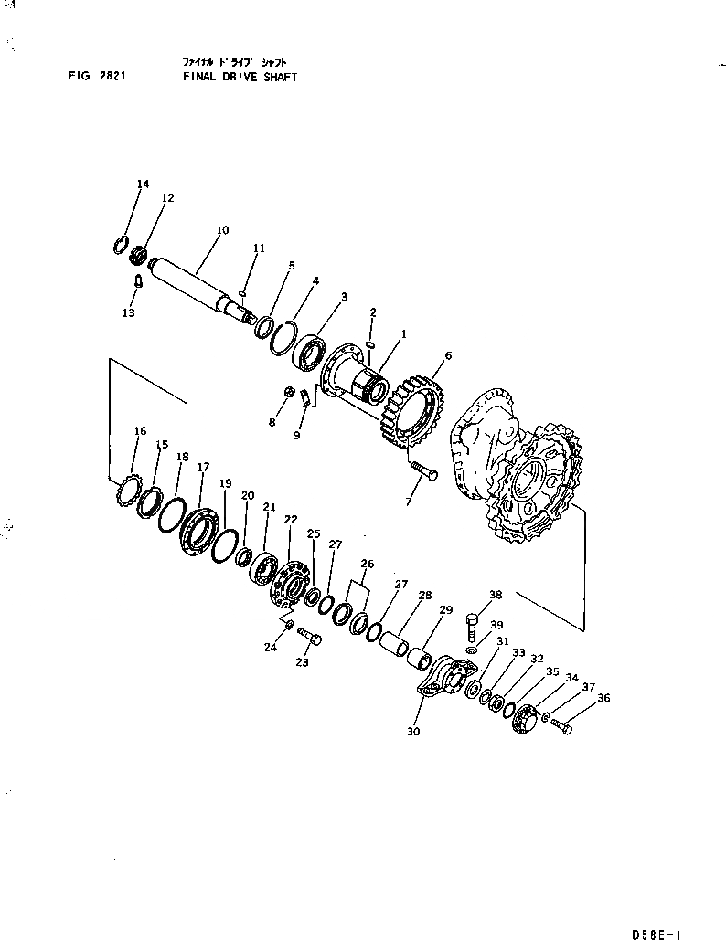 Схема запчастей Komatsu D58E-1 - КОНЕЧНАЯ ПЕРЕДАЧА ВАЛ СИЛОВАЯ ПЕРЕДАЧА И КОНЕЧНАЯ ПЕРЕДАЧА