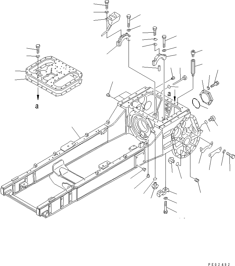 Схема запчастей Komatsu D58E-1 - КОРПУС БЛОКА УПРАВЛЕНИЯ ПОВОРОТОМ И ОСНОВНАЯ РАМА ОСНОВН. РАМА И КОМПОНЕНТЫ
