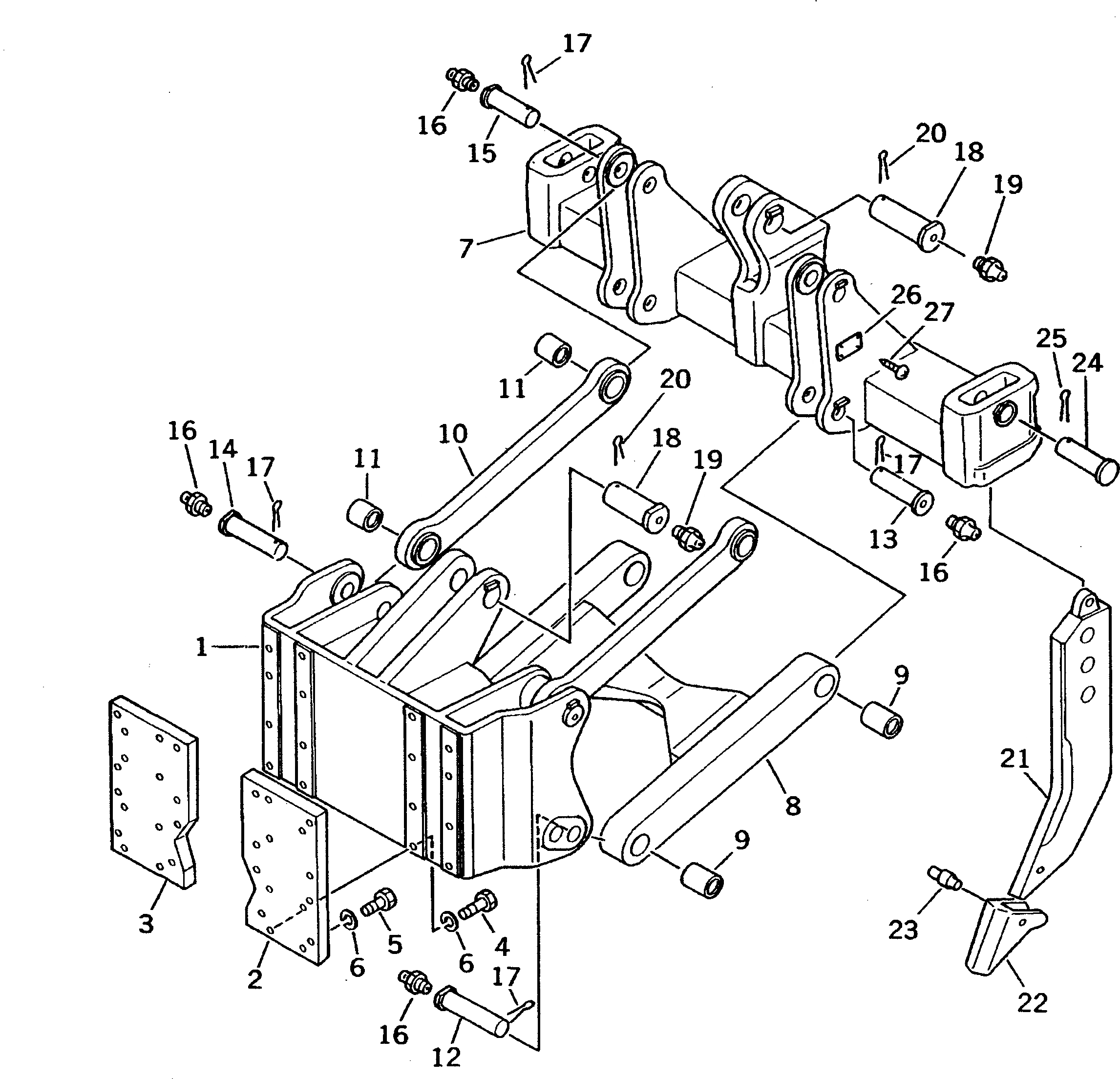 Схема запчастей Komatsu D58E-1 - РЫХЛИТЕЛЬ РАМА РАБОЧЕЕ ОБОРУДОВАНИЕ