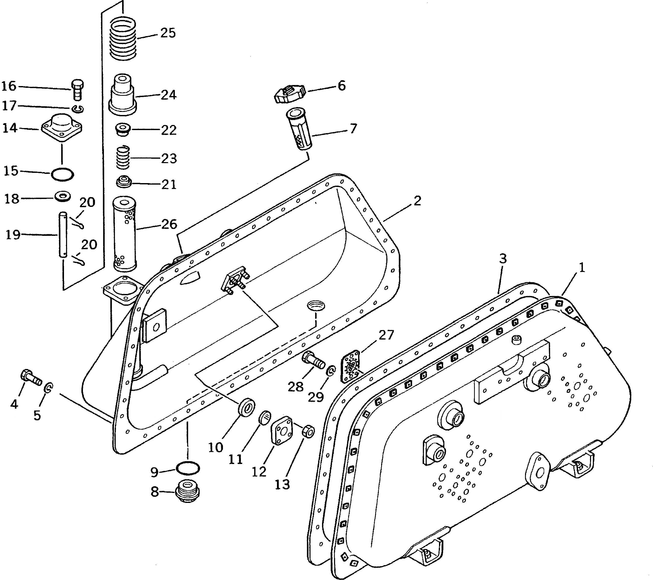 Схема запчастей Komatsu D58E-1 - ГИДР. БАК. AND КЛАПАН (/) (ДЛЯ ПРЯМОГО ОТВАЛА И РЫХЛИТЕЛЬ) ОСНОВН. КОМПОНЕНТЫ И РЕМКОМПЛЕКТЫ