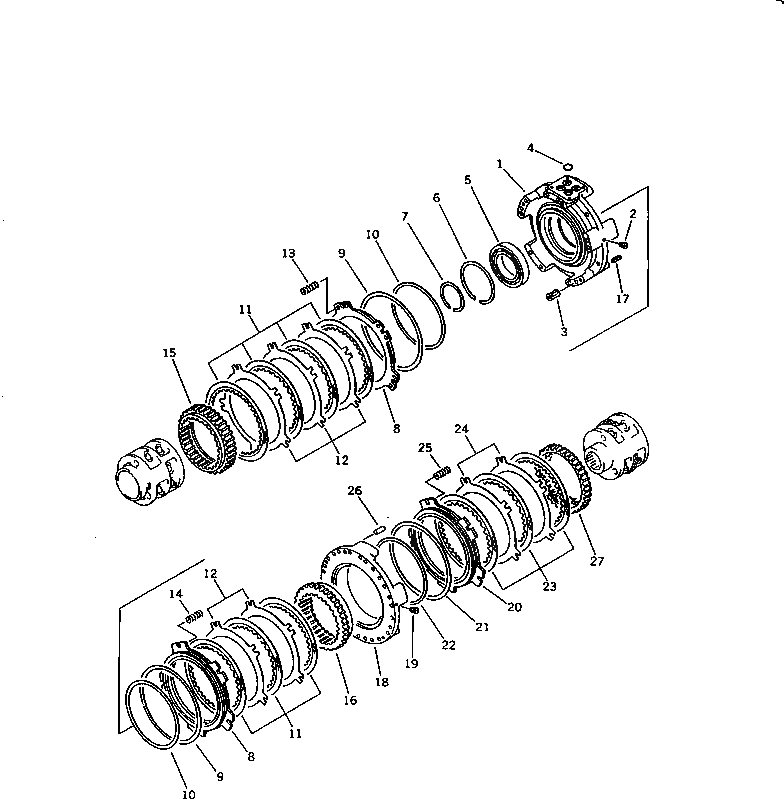 Схема запчастей Komatsu D58P-1B - ТРАНСМИССИЯ (РЕВЕРС¤ 2 И 3 МУФТА) (MONO РЫЧАГ УПРАВЛ-Е СПЕЦ-Я.)(№87-) СИЛОВАЯ ПЕРЕДАЧА И КОНЕЧНАЯ ПЕРЕДАЧА