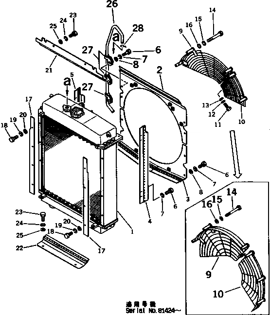Схема запчастей Komatsu D58P-1 - РАДИАТОР COVER СИСТЕМА ОХЛАЖДЕНИЯ