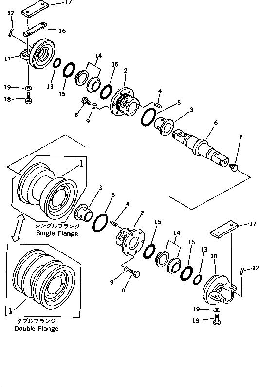 Схема запчастей Komatsu D58P-1 - ОПОРНЫЙ КАТОК(№888-8) ХОДОВАЯ