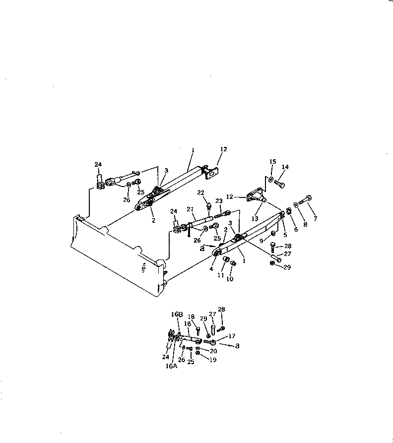 Схема запчастей Komatsu D58P-1 - РАМА ПРЯМ. ОТВАЛА РАБОЧЕЕ ОБОРУДОВАНИЕ