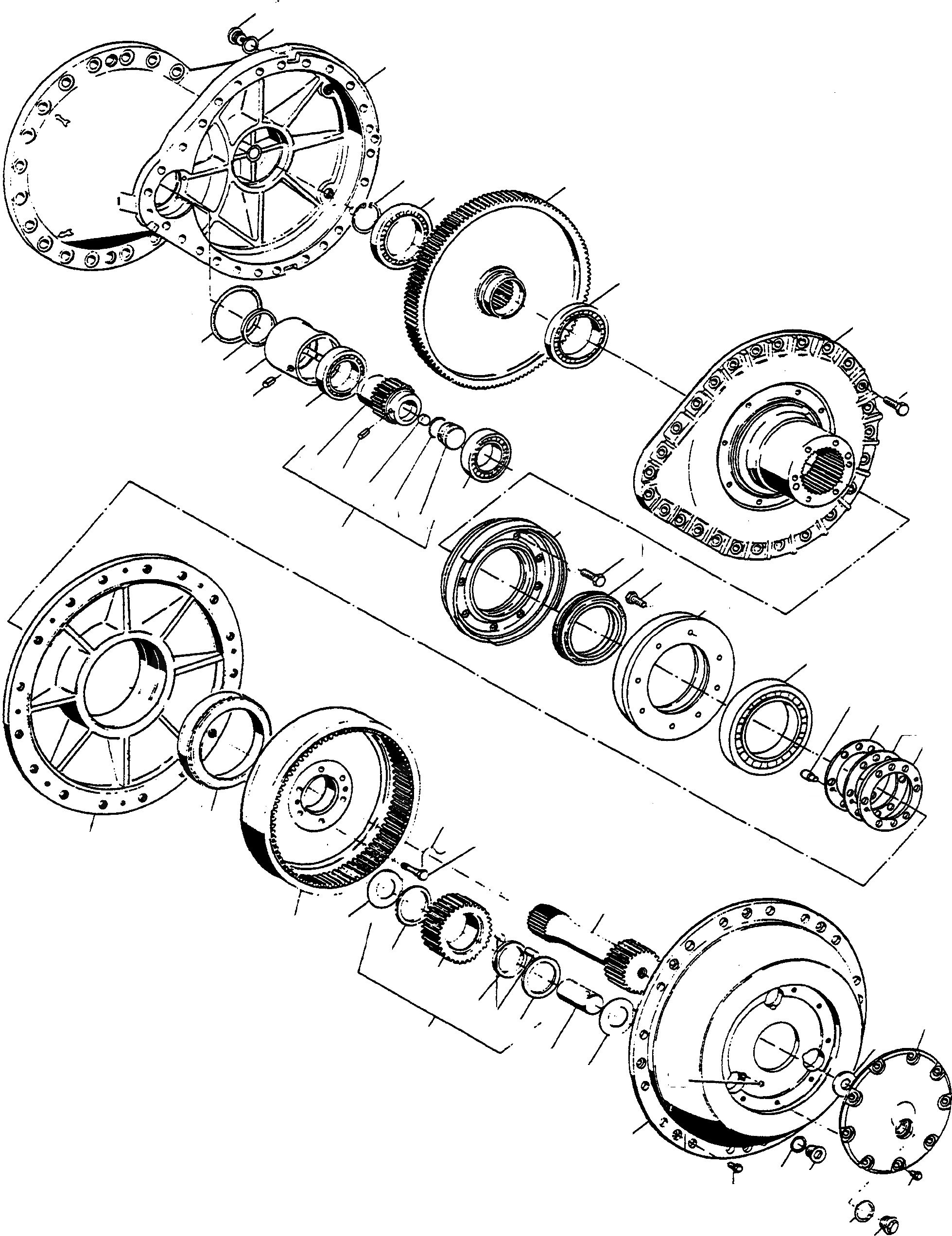 Схема запчастей Komatsu D600D Super - КОНЕЧНАЯ ПЕРЕДАЧА ТРАНСМИССИЯ И ЗАДН. МОСТ
