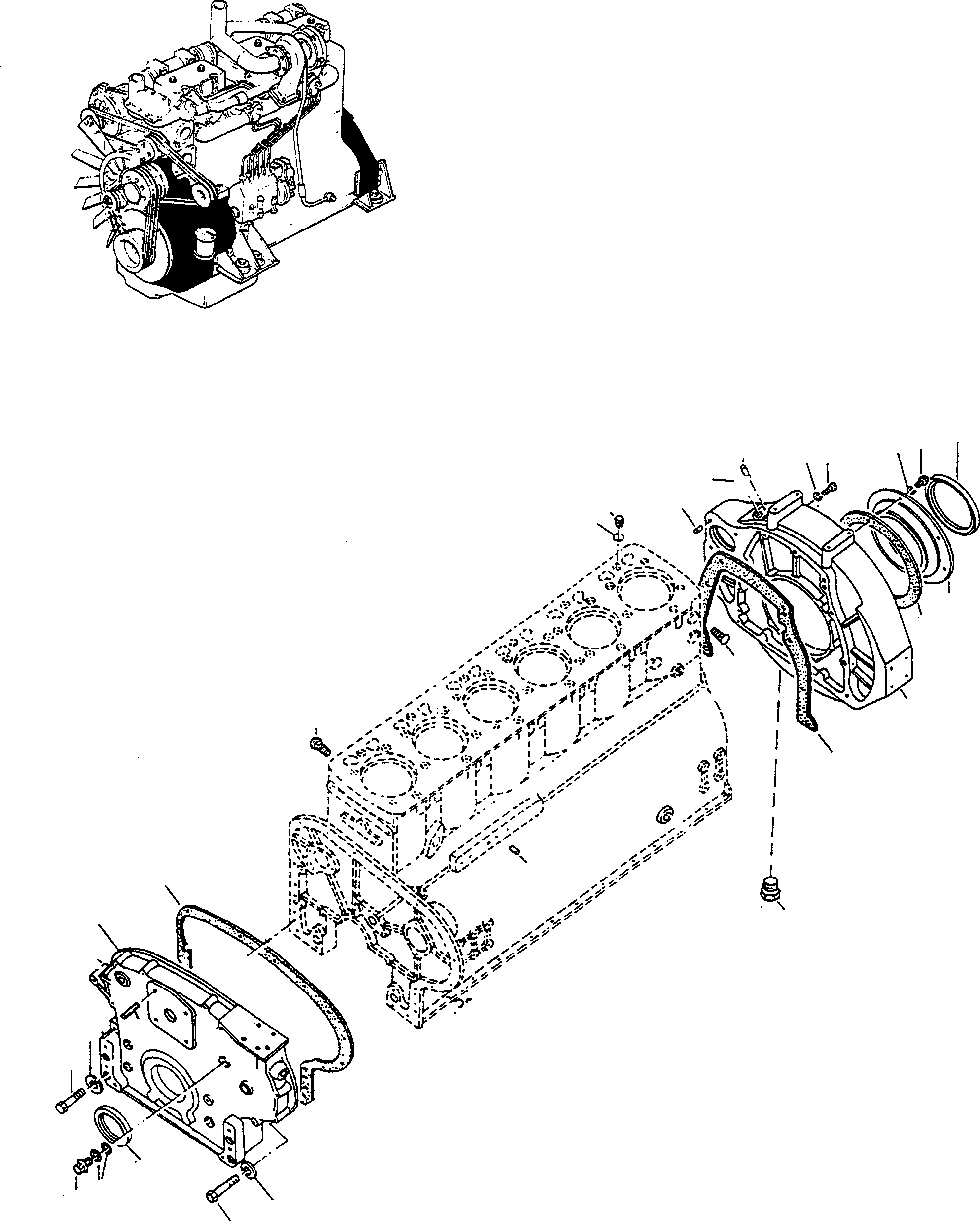 Схема запчастей Komatsu D600D Super - TIMING КОРПУС ШЕСТЕРЕНН. ПЕРЕДАЧИ И КАРТЕР МАХОВИКА ДВИГАТЕЛЬ, АКСЕССУАРЫ И ЭЛЕКТРИЧ. СИСТЕМА