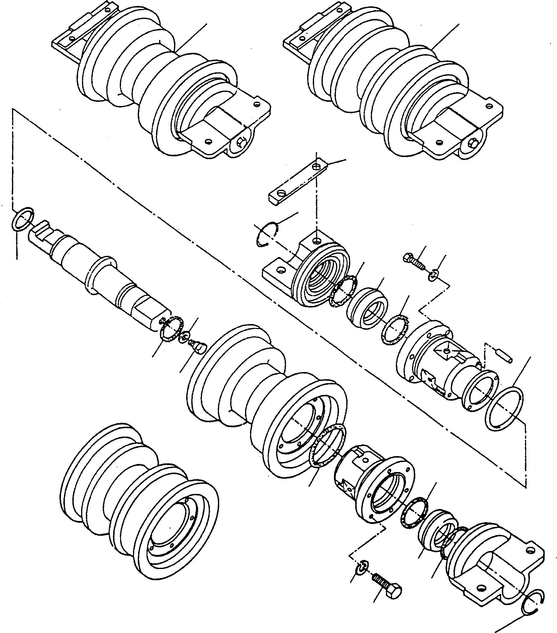 Схема запчастей Komatsu D600D Super - ОПОРНЫЙ КАТОК ТРАНСМИССИЯ И ЗАДН. МОСТ