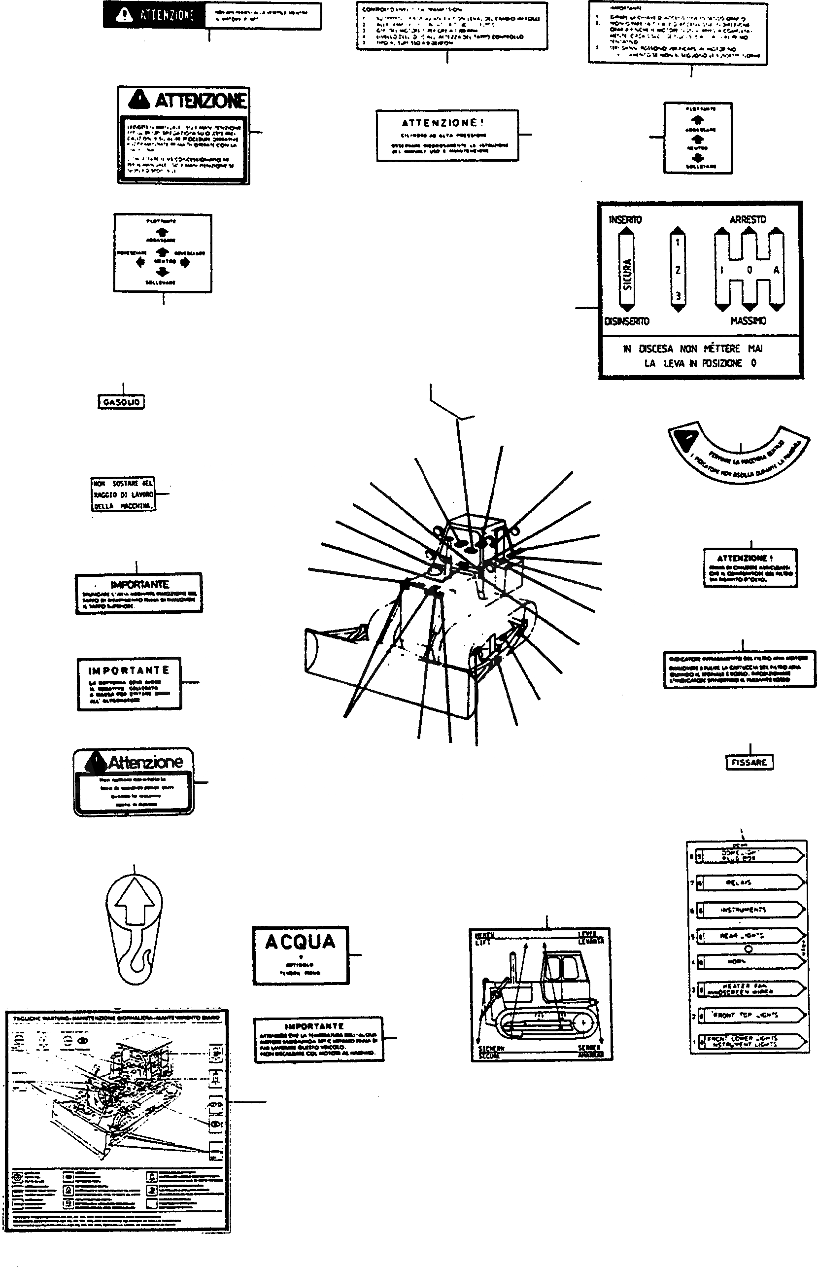 Схема запчастей Komatsu D600D Super - ТАБЛИЧКИS, ИТАЛИЯ ШАССИ И SUPERSTRUCTURE