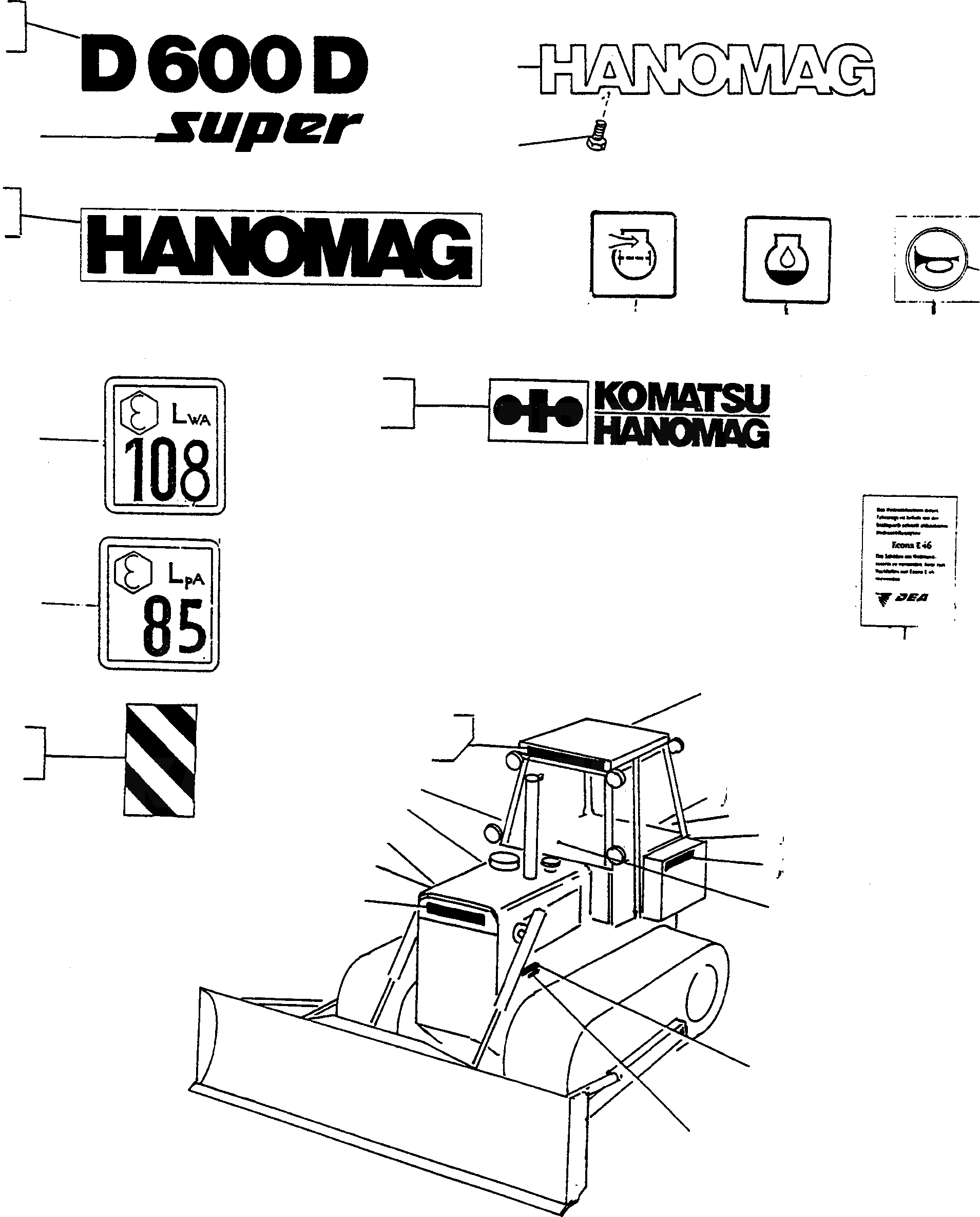 Схема запчастей Komatsu D600D Super - БУКВЕНН. ШАССИ И SUPERSTRUCTURE