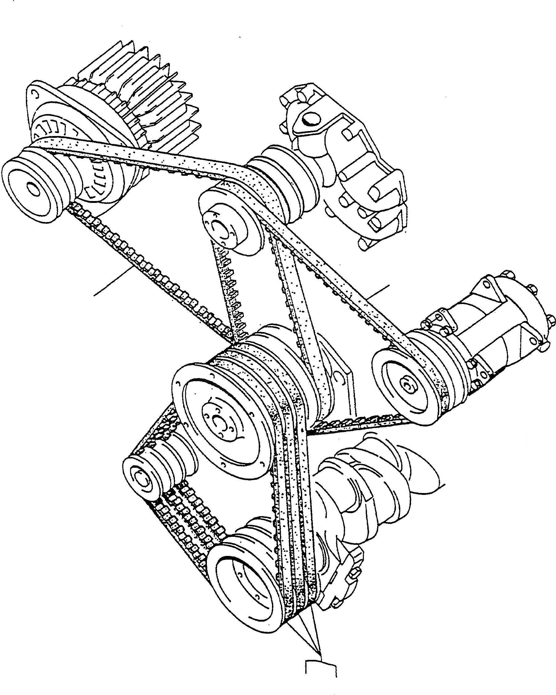 Схема запчастей Komatsu D600D Super - V-РЕМЕНЬ ARRANGEMENT ДВИГАТЕЛЬ, АКСЕССУАРЫ И ЭЛЕКТРИЧ. СИСТЕМА
