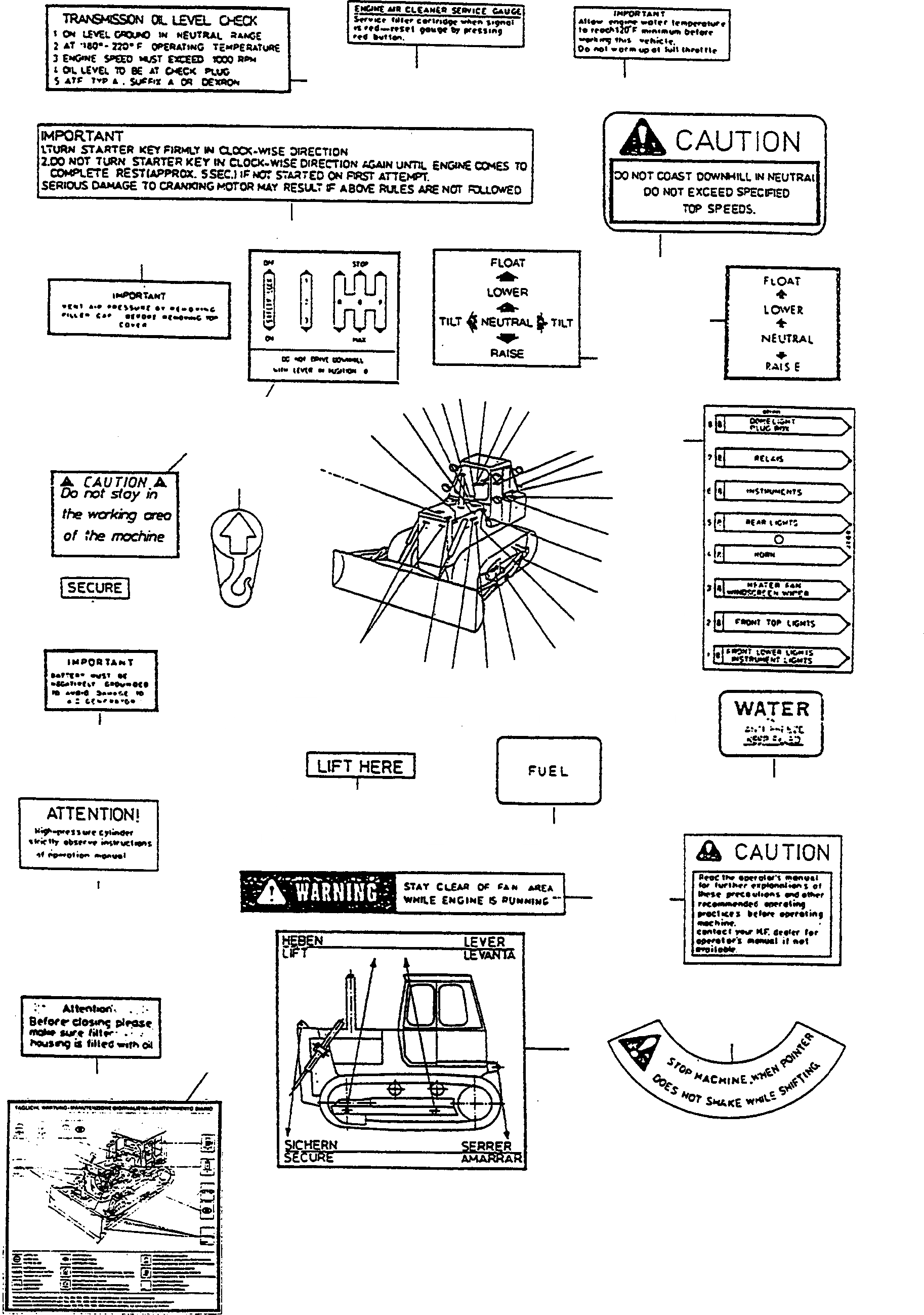 Схема запчастей Komatsu D600D Super - ТАБЛИЧКИS, АНГЛ. ШАССИ И SUPERSTRUCTURE